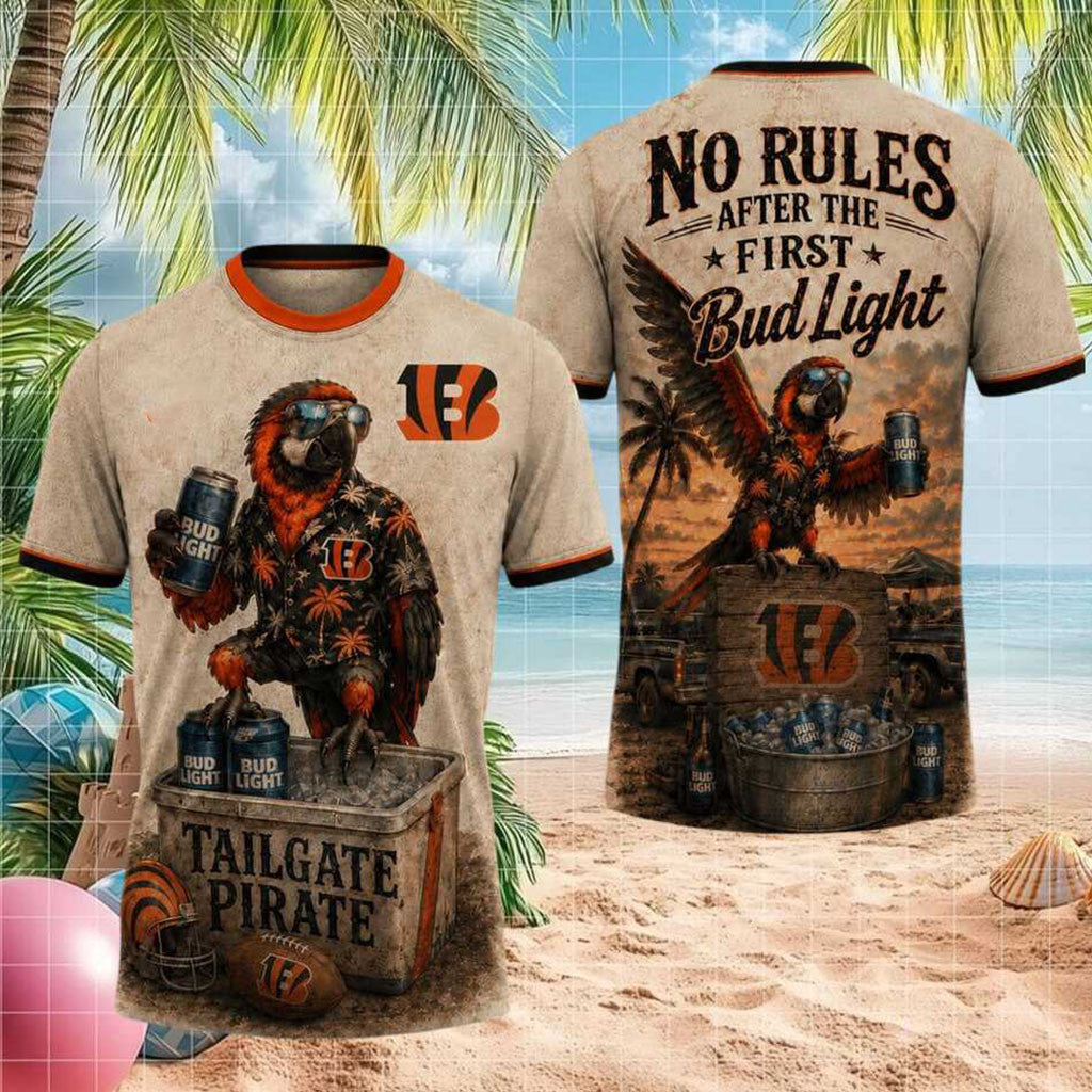 Cincinnati Bengals Tailgate Pirate Parrot Beer Drinking Shirt Bengals Merch Football Fan Gifts - Merchluma