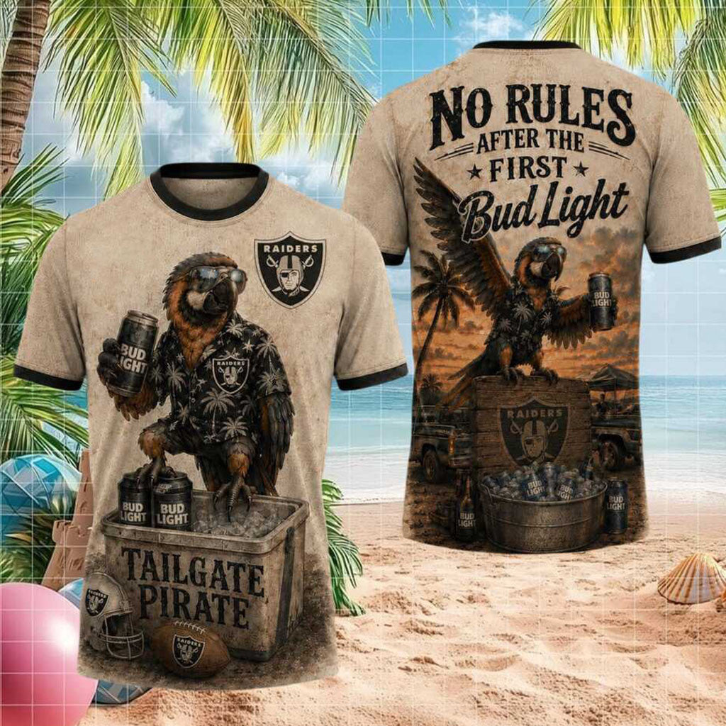 Las Vegas Raiders Tailgate Pirate Parrot Beer Drinking Shirt Raiders Merch Gifts For Son - Merchluma