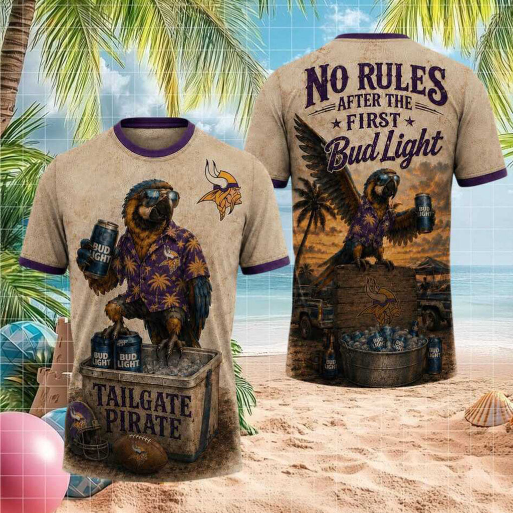 Minnesota Vikings Tailgate Pirate Parrot Beer Drinking Shirt Vikings Merch Gifts For Brother - Merchluma
