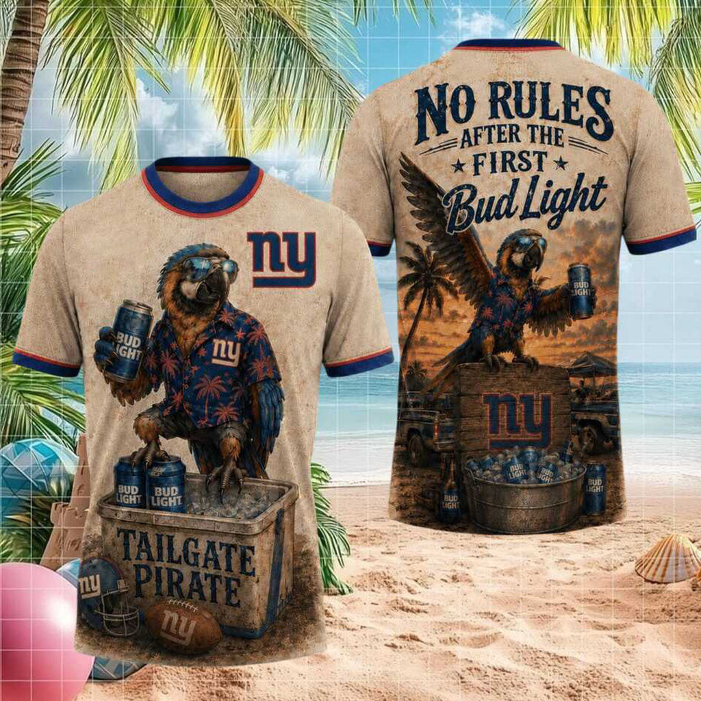 New York Giants Tailgate Pirate Parrot Beer Drinking Shirt Giants Merch Gifts For Dudes - Merchluma