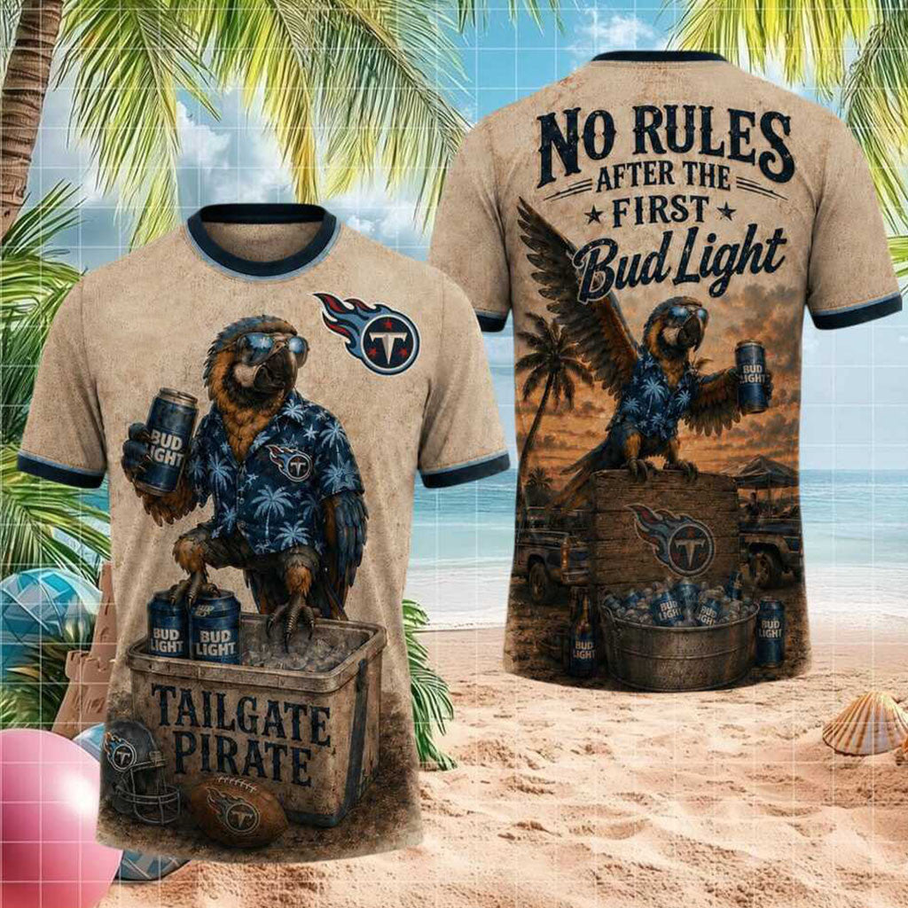 Tennessee Titans Tailgate Pirate Parrot Beer Drinking Shirt Titans Merch Football Fans Gifts - Merchluma