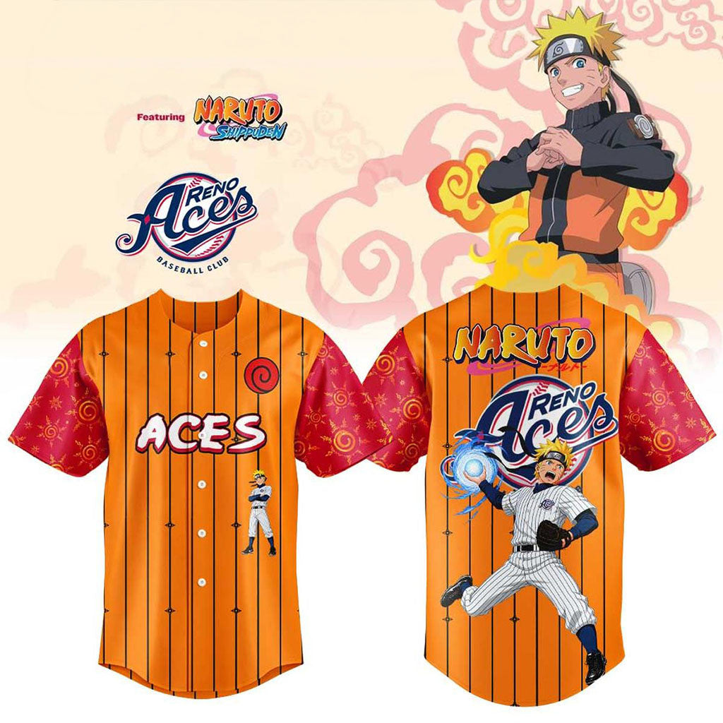 Reno Aces X Naruto Anime Night Baseball Jersey Reno Aces Merch Present For Baseball Lover - Merchluma
