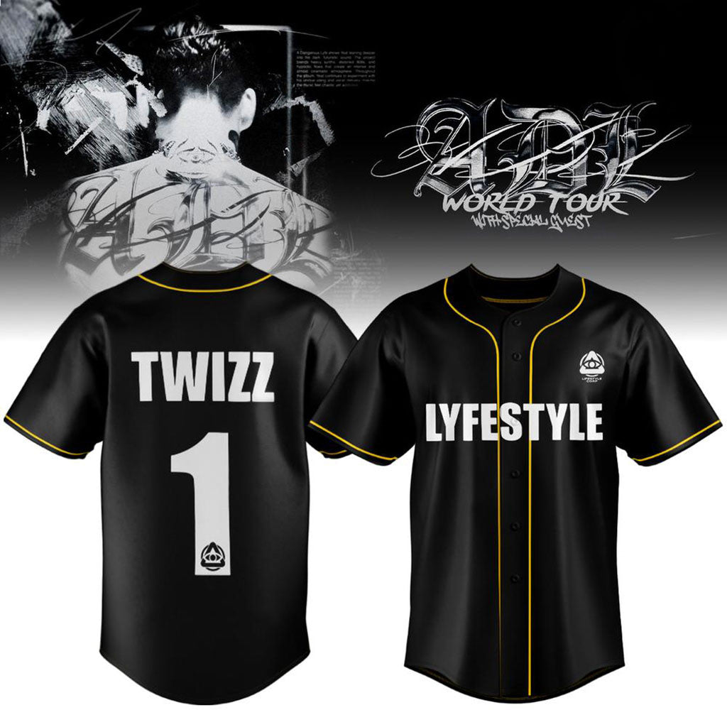 Yeat The Love Lyfe Tour 2026 Black Baseball Jersey Twizz #1 Jersey Yeat Merch Gift For Fans - Merchluma