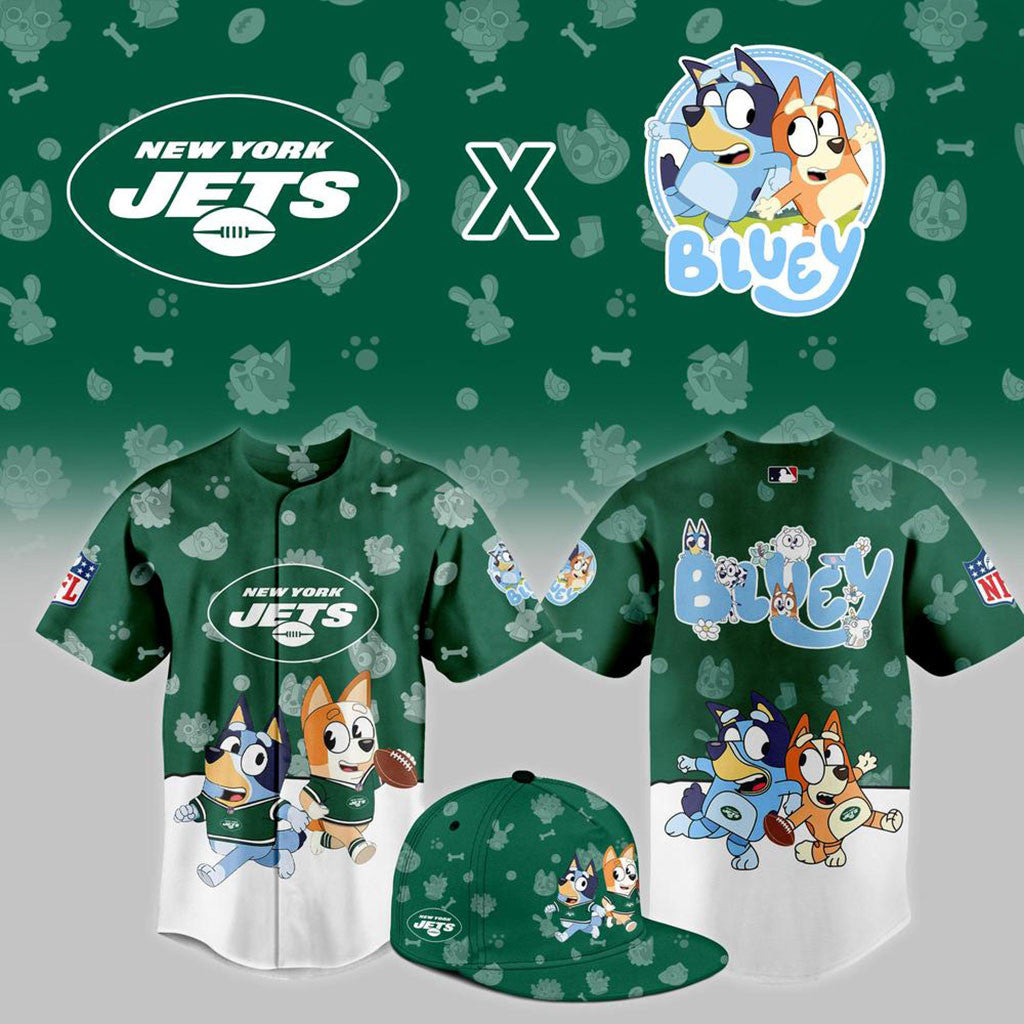New York Jets X Bluey Night Edition Jersey NY Jets Merch Present For Football Lovers - Merchluma
