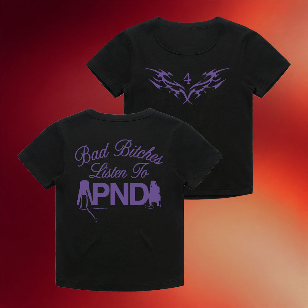 PartyNextDoor Merch 2026 Tattoo Baby Tee Bad Btches Liston To PND Shirt Present For Her - Merchluma