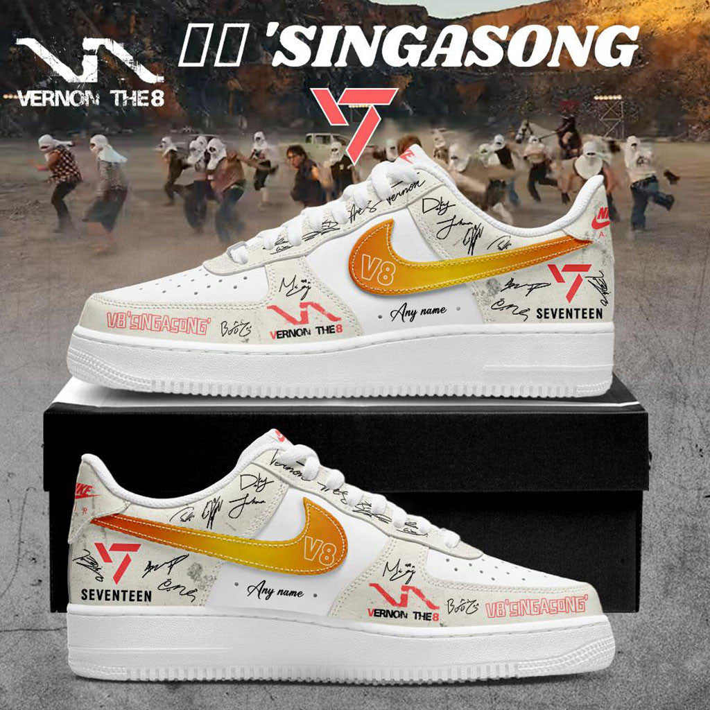 Personalized Seventeen V8 Singasong Debut Album Signed Sneakers Seventeen Merch KPop Fan Gift - Merchluma