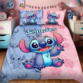 Personalized Stitch Ohana Blue Pink Bedding Set Bedroom Decor Ideas Gift For Friends - Merchluma