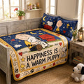 Snoopy Happiness Is A Warm Puppy Quilted Bedding Set Bedroom Decor Gift For Son - Merchluma