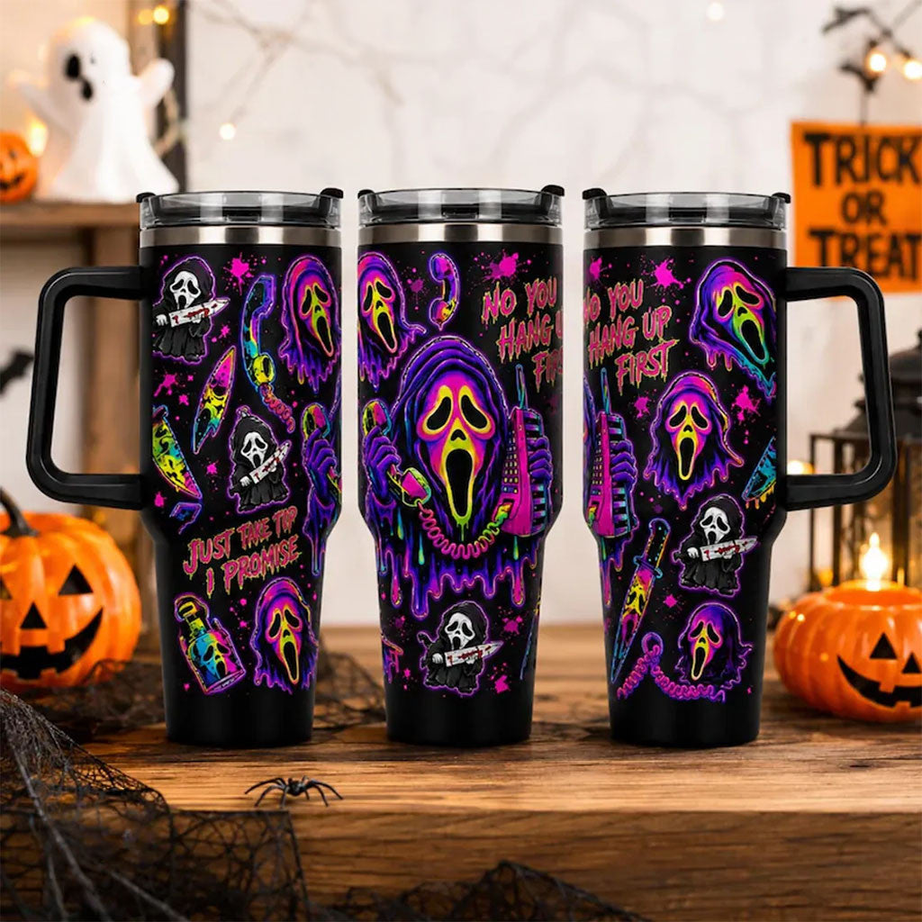 Scream Ghostface Neon Horror 40oz Tumbler Scream Merch Halloween Gift For Friends - Merchluma