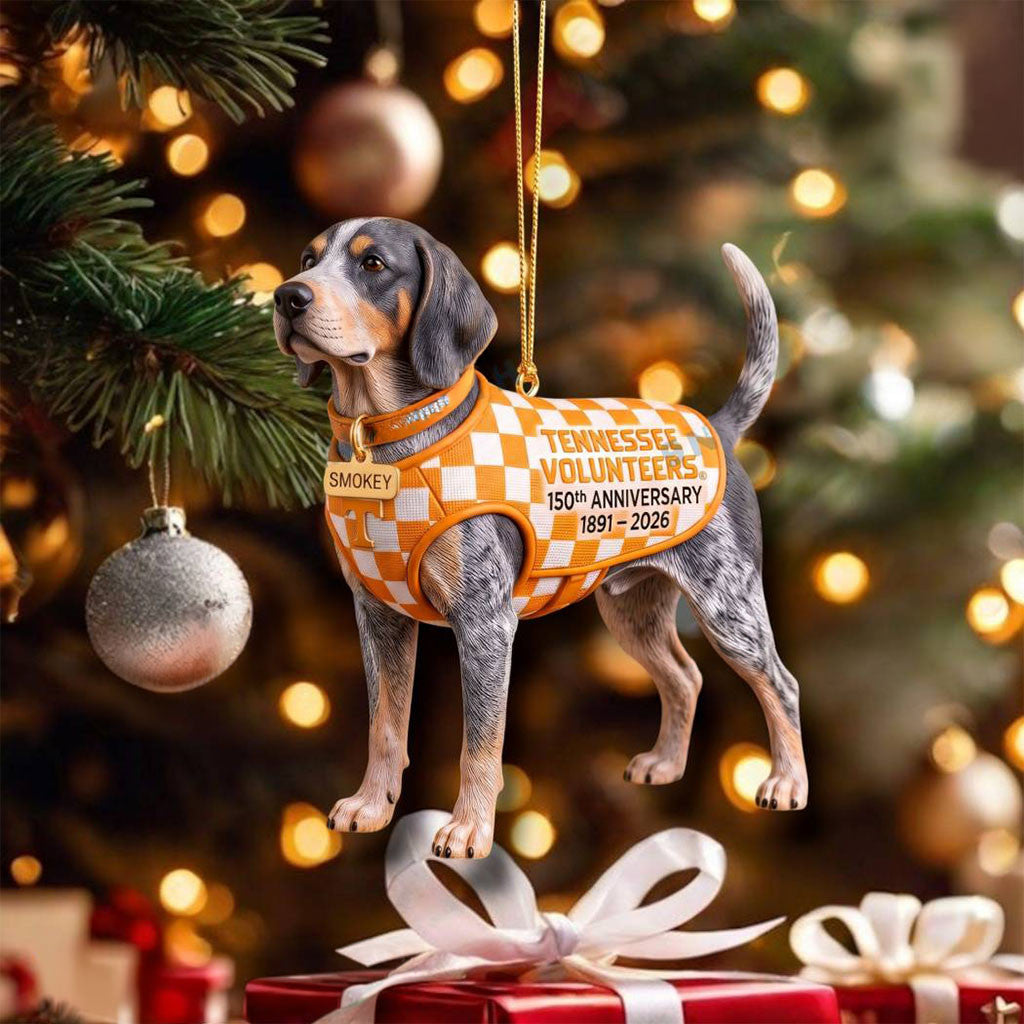Smokey Bluetick Coonhound Tennessee Volunteers 150th Anniversary Ornament Christmas Decor - Merchluma