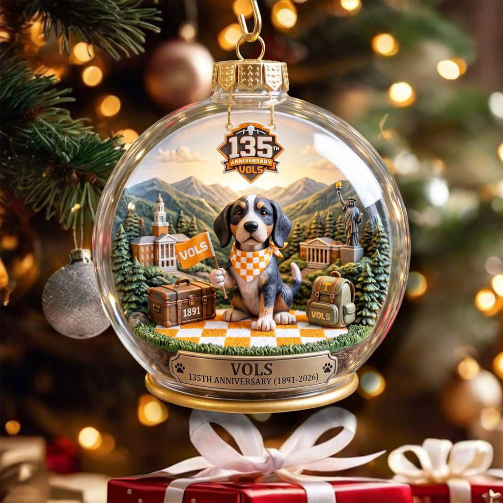 Vols 135th Anniversary Globe Christmas Ornament Tennessee Volunteers Merch Xmas Tree Decor - Merchluma