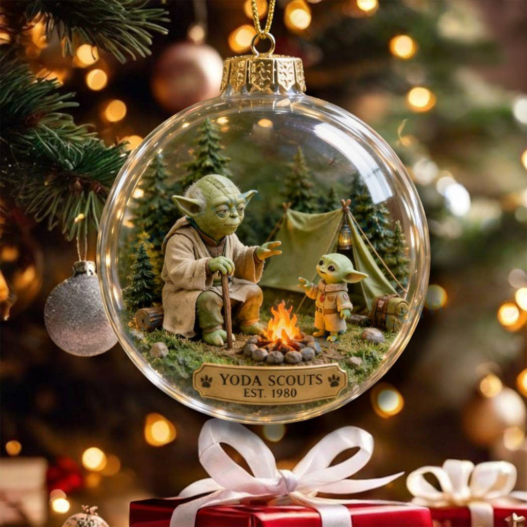 Yoda Scouts Est 1980 Campfire Christmas Ornament Star Wars Merch Xmas Tree Hanging Decor - Merchluma