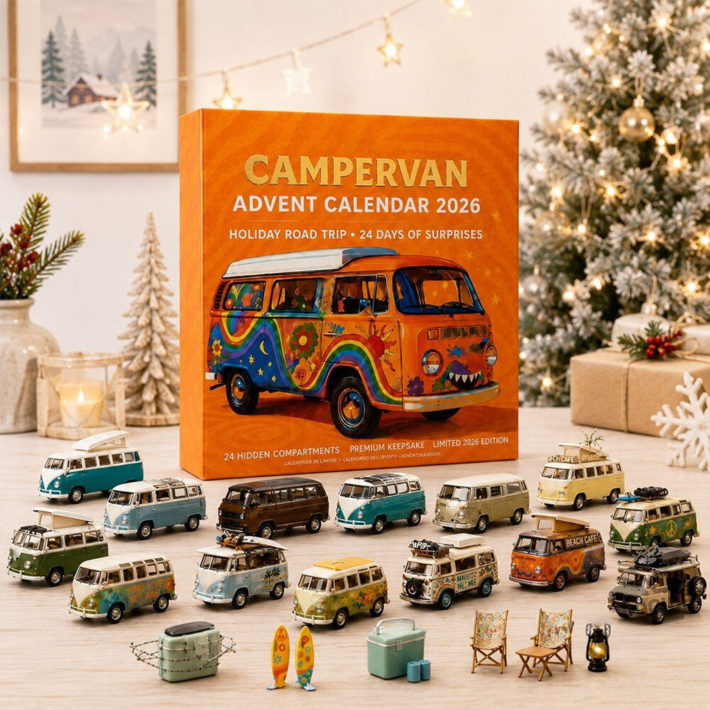 Vintage Campervan Holiday Road Trip 2026 Advent Calendar Christmas Gift For Son - Merchluma