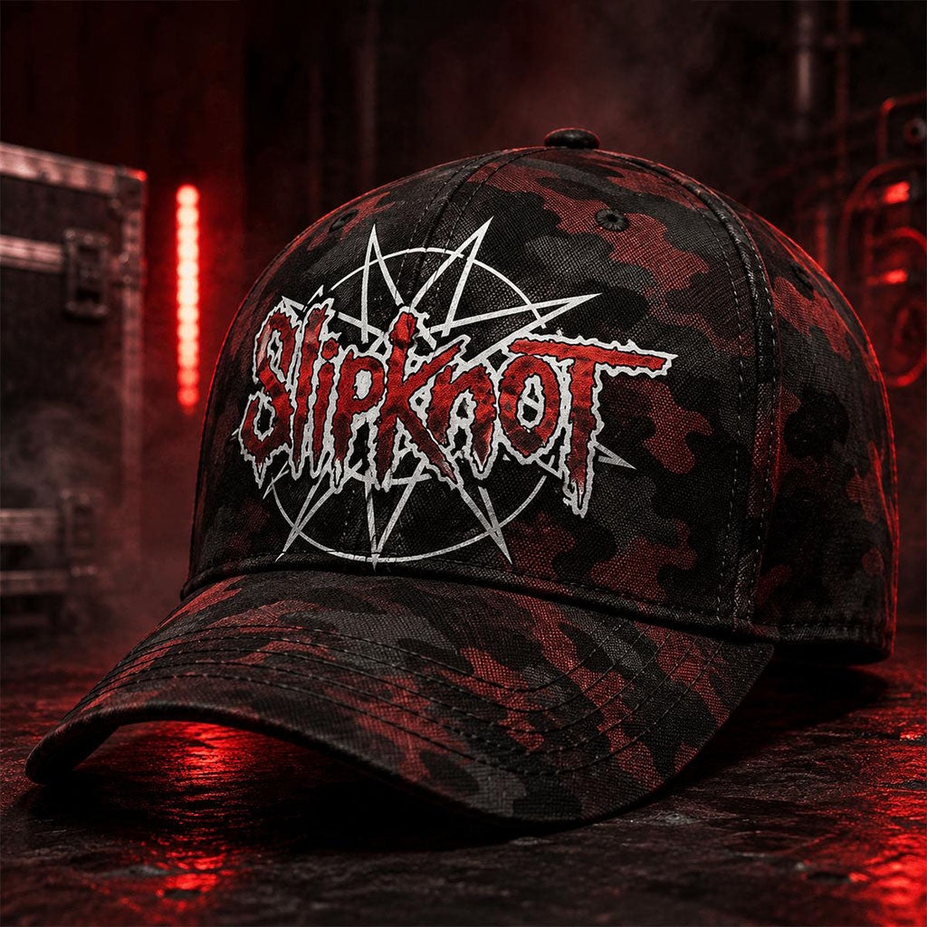 Slipknot Blood Ritual Red And Black Camo Rock Hat Slipknot Merch Present For Band Fans - Merchluma