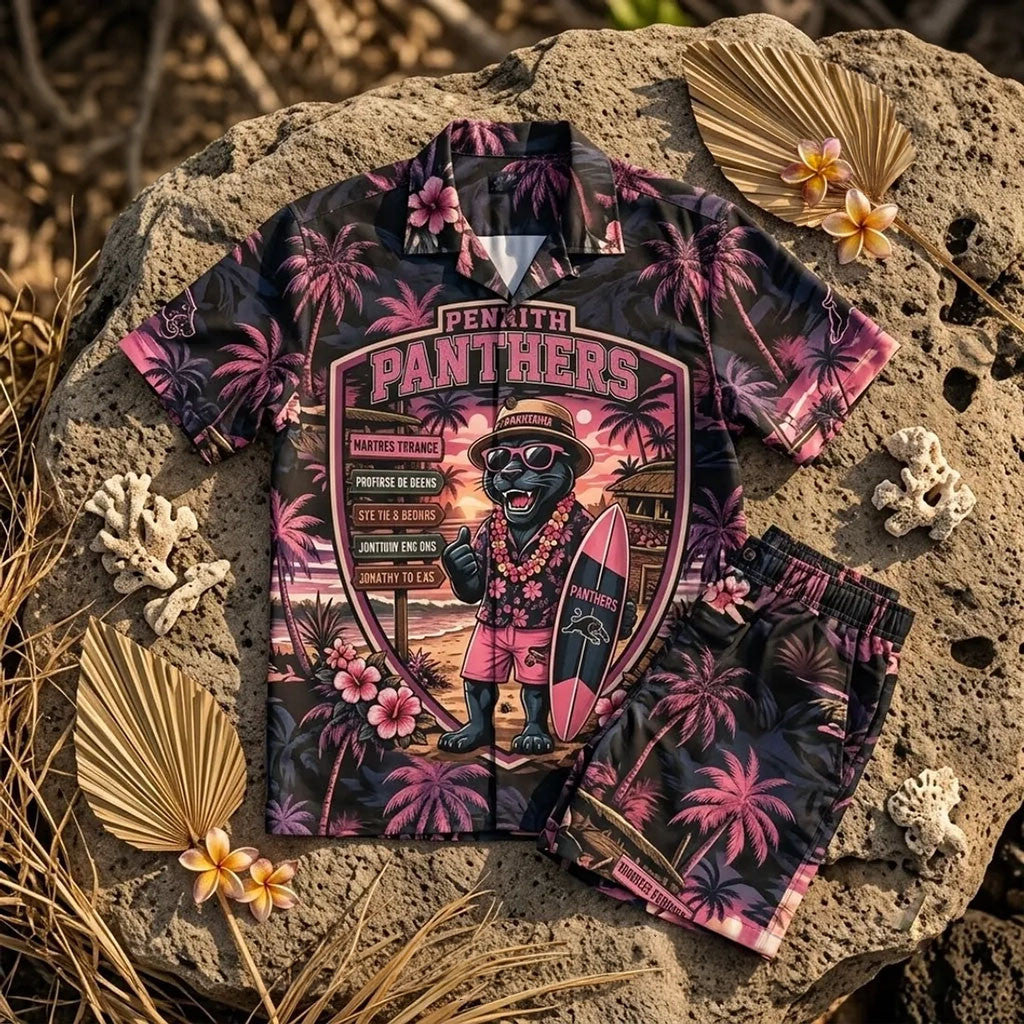 Penrith Panthers NRL Mascot Hawaiian Shirt Penrith Panthers Merch Gift For Rugby Lovers - Merchluma