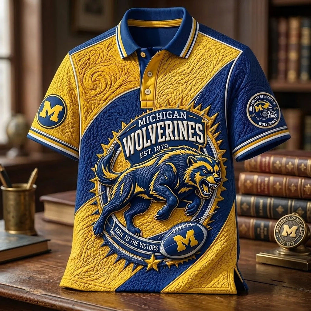 University of Michigan Wolverines Polo Shirt Hail To The Victors Michigan Football Merch - Merchluma