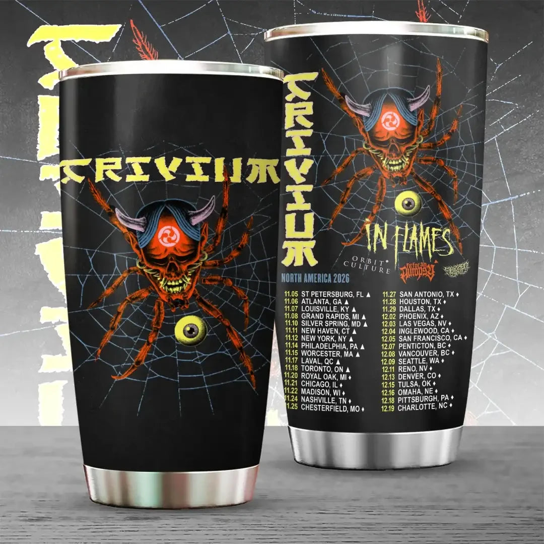 Trivium Tour 2026 Merch Trivium North America Tour Dates Tumbler Gifts For Band Fans - Merchluma