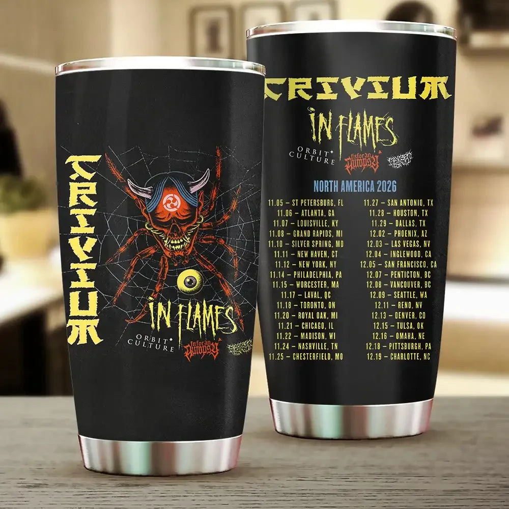 Trivium Tour 2026 Merch Trivium North America Tour Dates Tumbler Present For Music Lover - Merchluma