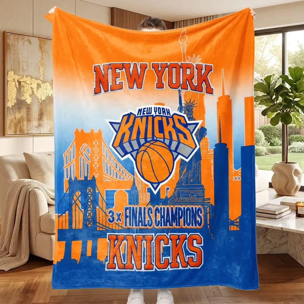 New York Knicks 3X Finals Champions Blanket NY Knicks Merch Present For Basketball Fans - Merchluma