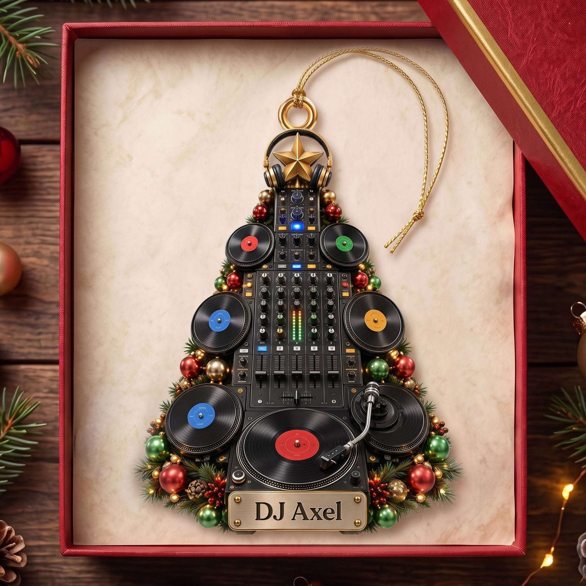 Personalized DJ Turntable Christmas Ornament Xmas Tree Hanging Decor Gifts For Music Lovers - Merchluma