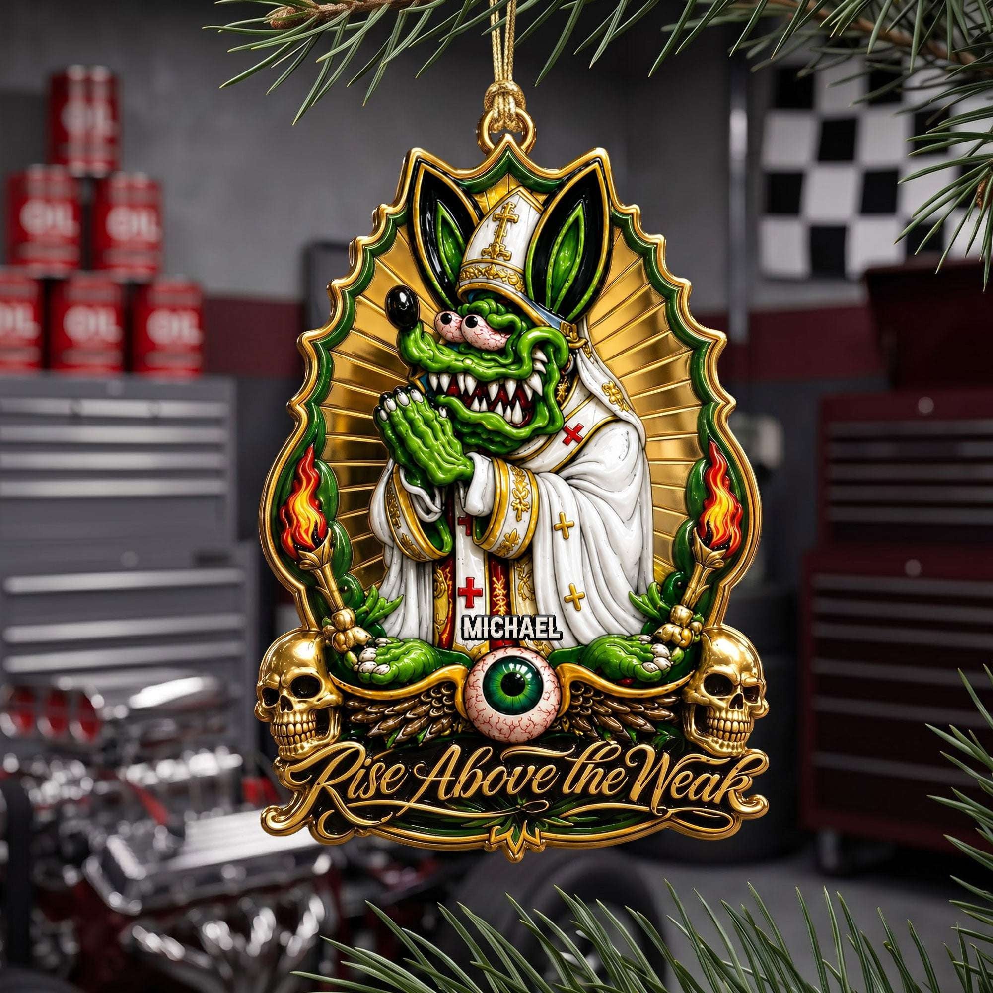 Personalized Fun Rat Fink Saint Ornament Christmas Ornament Gifts For Hot Rod Lovers - Merchluma