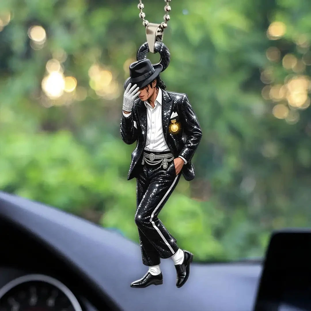Michael Jackson Moonwalk Acrylic Car Ornament Michael Jackson Merch Car Hanging Decor - Merchluma