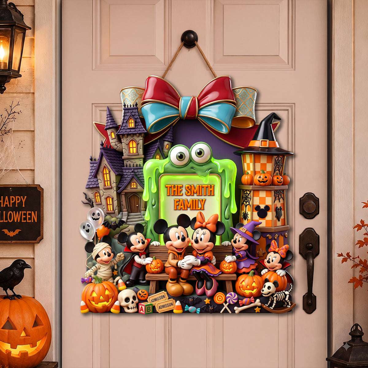 Personalized Mickey And Friends Mystical Spooky Family Acrylic Sign Halloween Gifts For Family - Merchluma