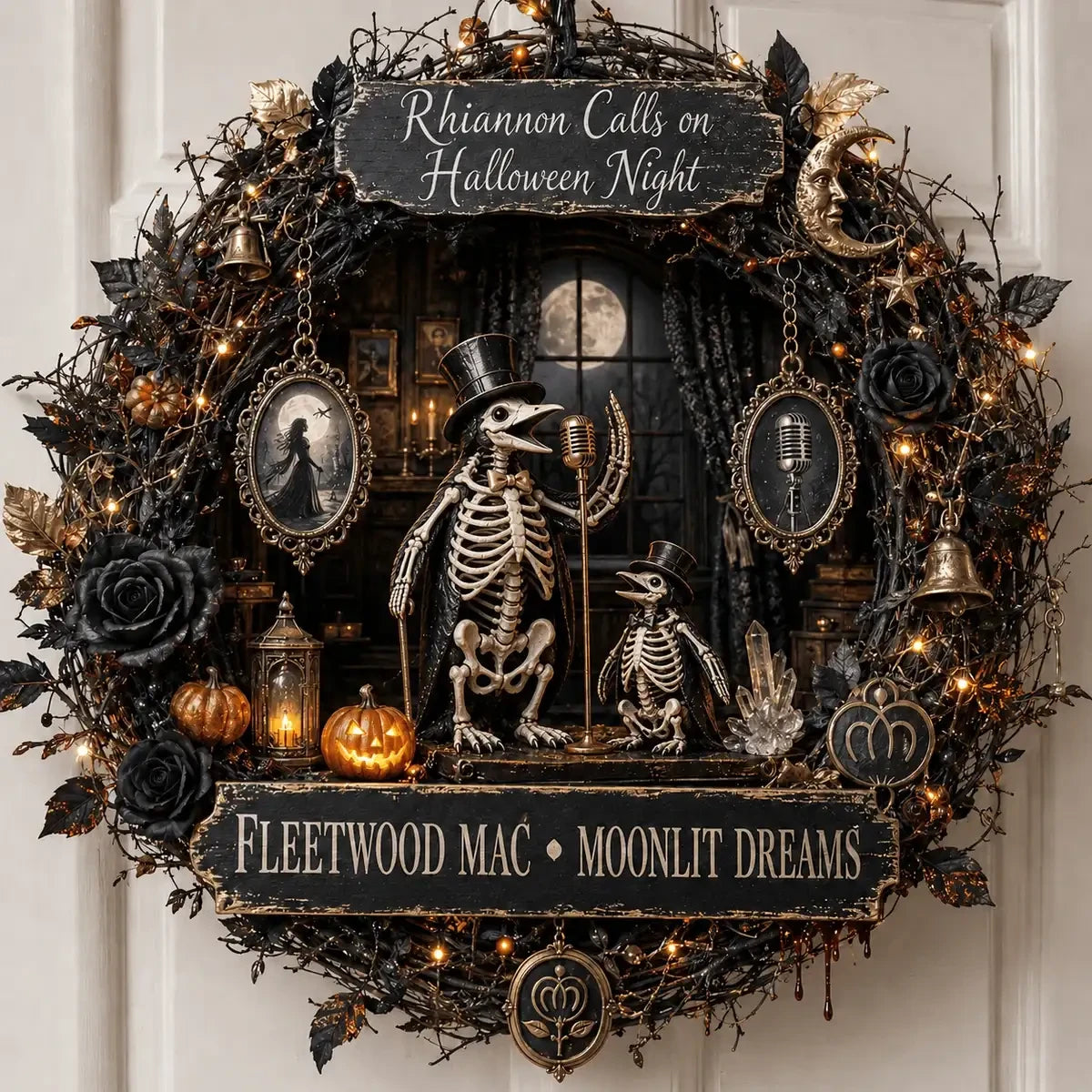 Fleetwood Mac Rhiannon Halloween Night Moonlit Dreams Decorative Wreath Fleetwood Mac Merch - Merchluma