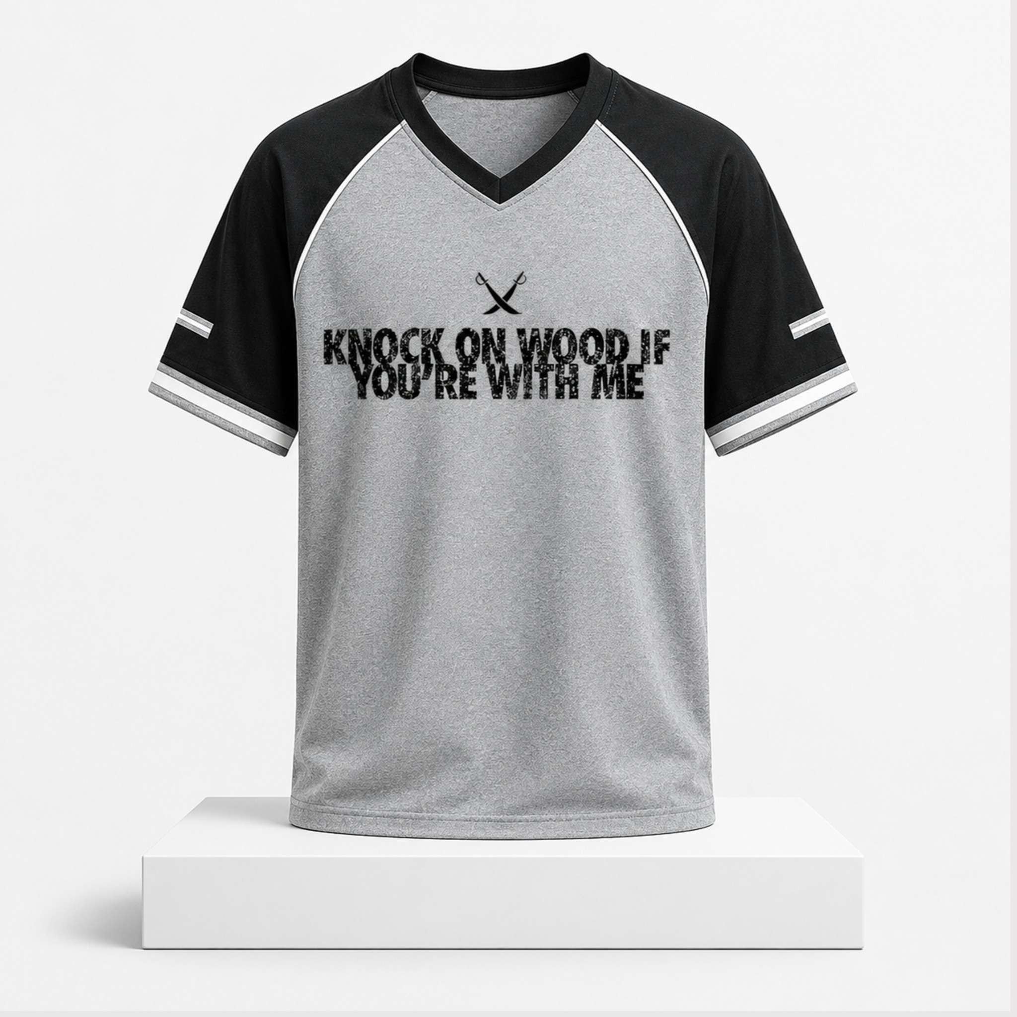 Raiders Knock On Wood If You're With Me 2026 V-Neck Shirt LV Raiders Merch Gift For Fans - Merchluma