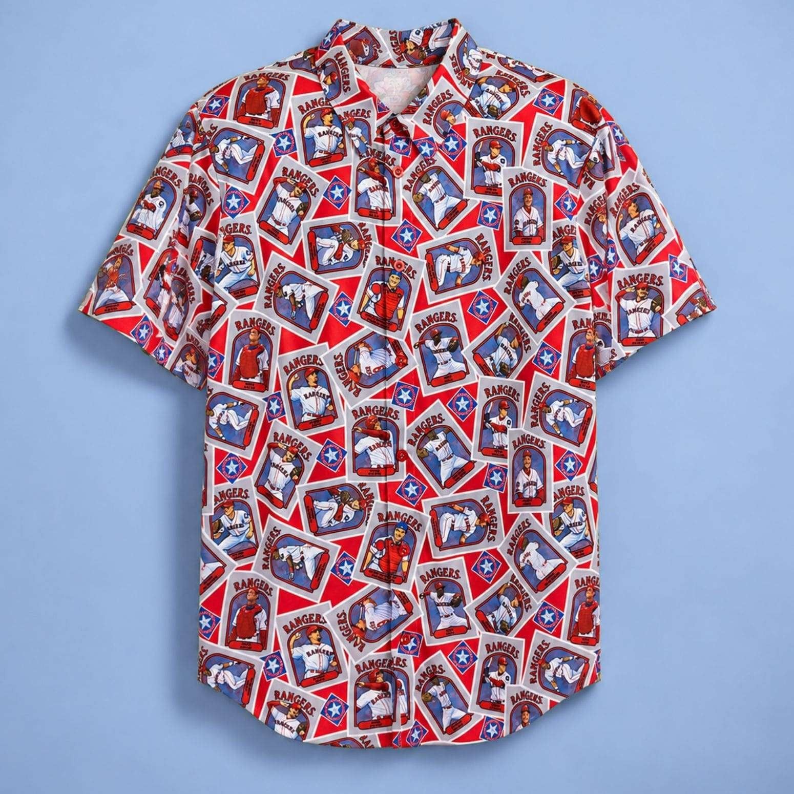 Rangers 1996 Baseball Card Hawaiian Shirt Texas Rangers Merch Gift For Baseball Lovers - Merchluma