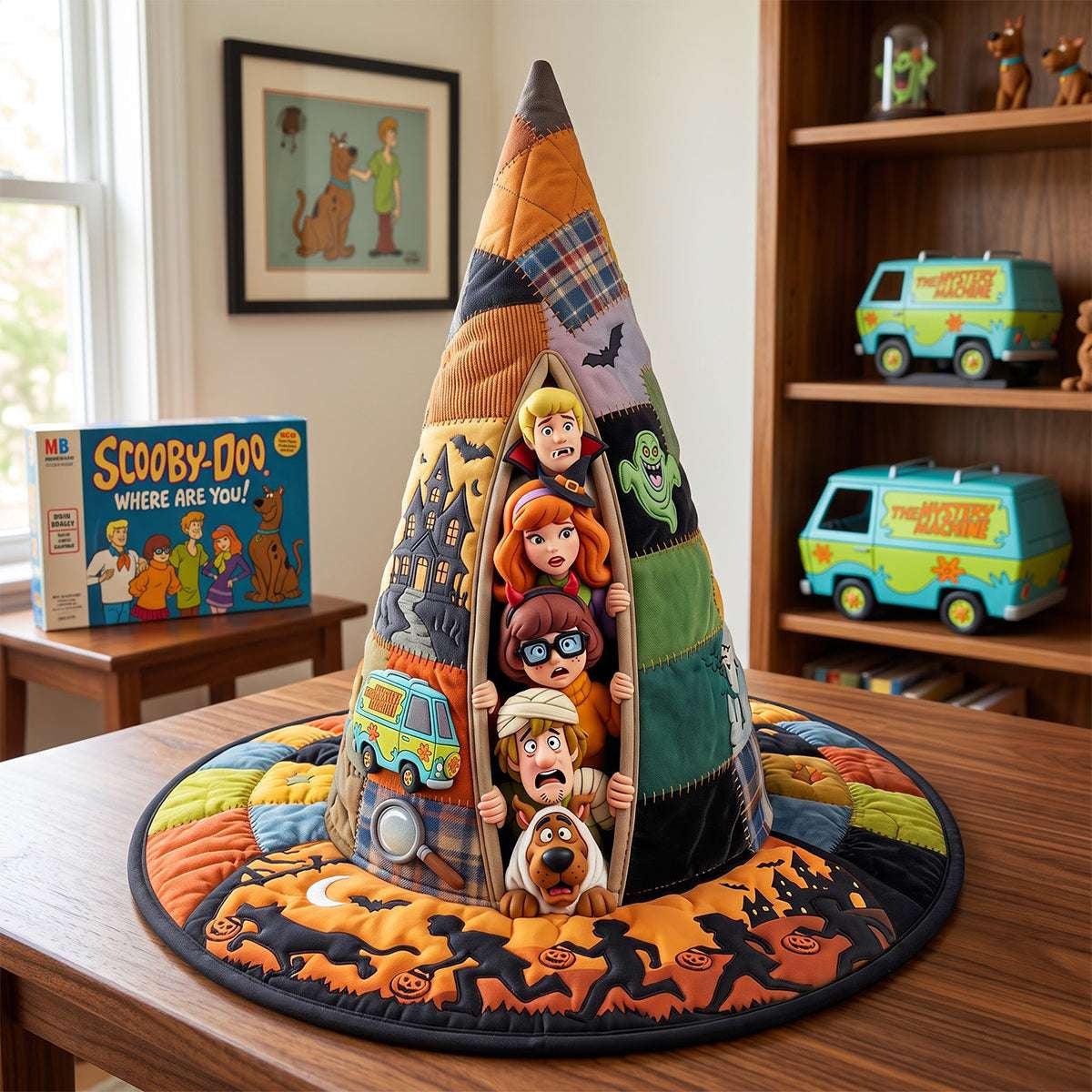 Scooby-Doo Horrified Peeking Out Quilted Witch Hat Best Halloween Gift Ideas - Merchluma