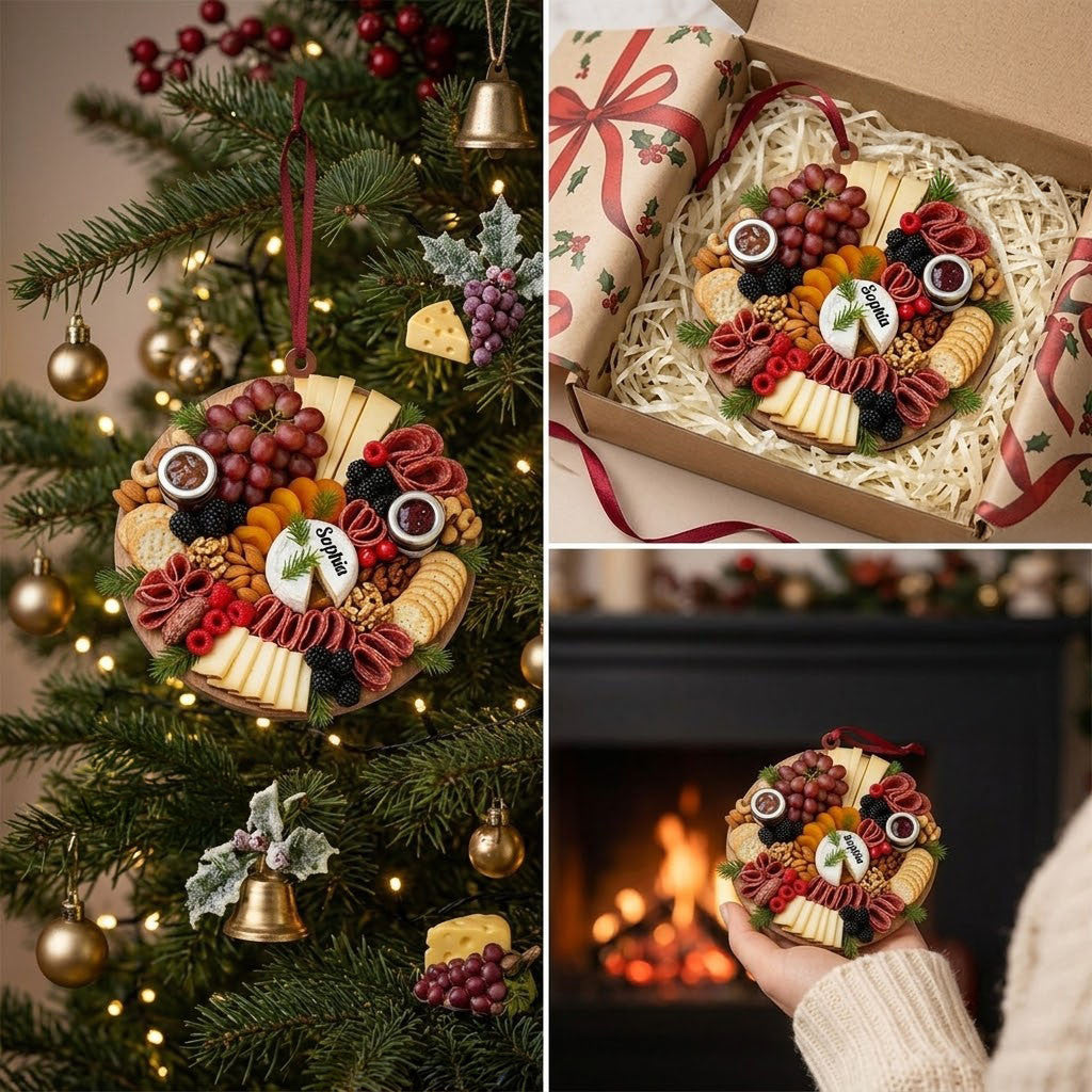 Personalized Christmas Charcuterie Board Ornament Xmas Tree Decorations Gift For Family - Merchluma