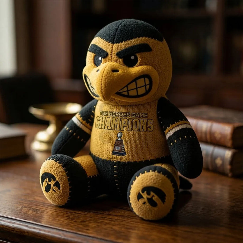 Iowa Hawkeyes Mascot Heroes Game Champions Plush Pillow Iowa Hawkeyes Merch Football Fan Gifts - Merchluma