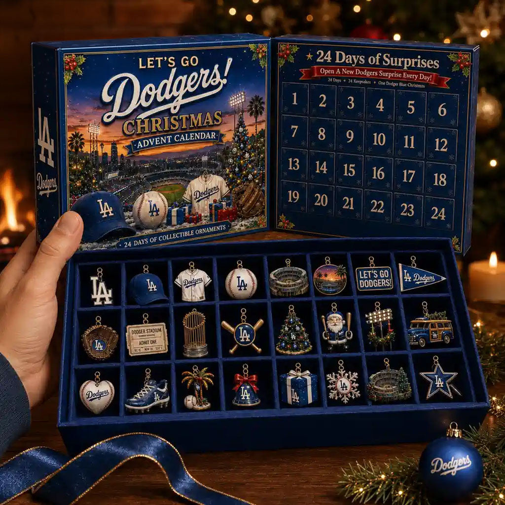 Let's Go Dodgers Baseball Christmas Advent Calendar Los Angeles Dodgers Merch Xmas Gifts - Merchluma