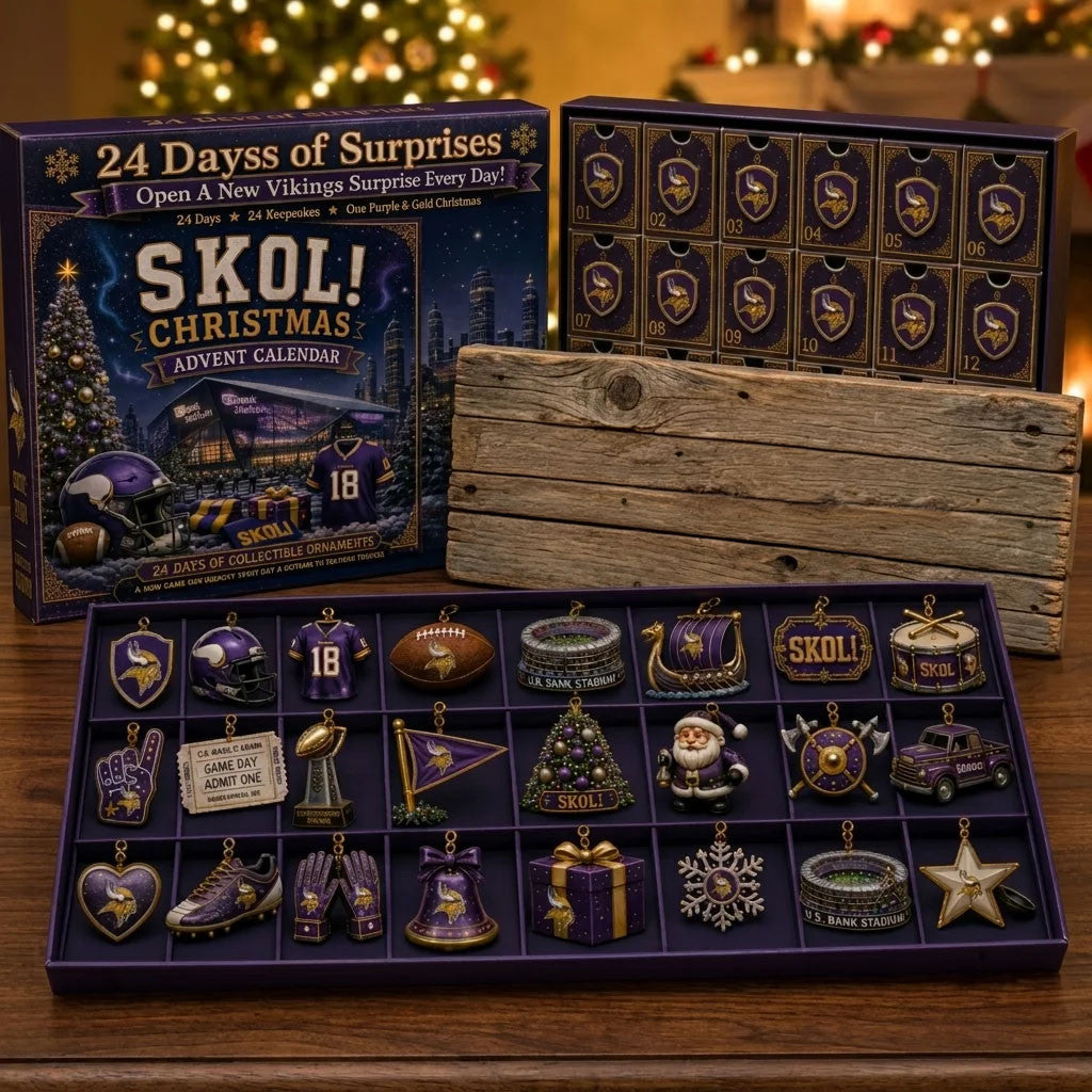 Minnesota Vikings SKOL Christmas Advent Calendar MN Vikings Merch Gift For Football Fans - Merchluma