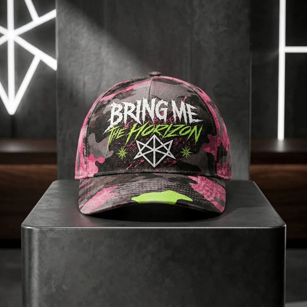 Bring Me The Horizon Neon Camo Logo Hat BMTH Merch Present For Rock Band Fans - Merchluma