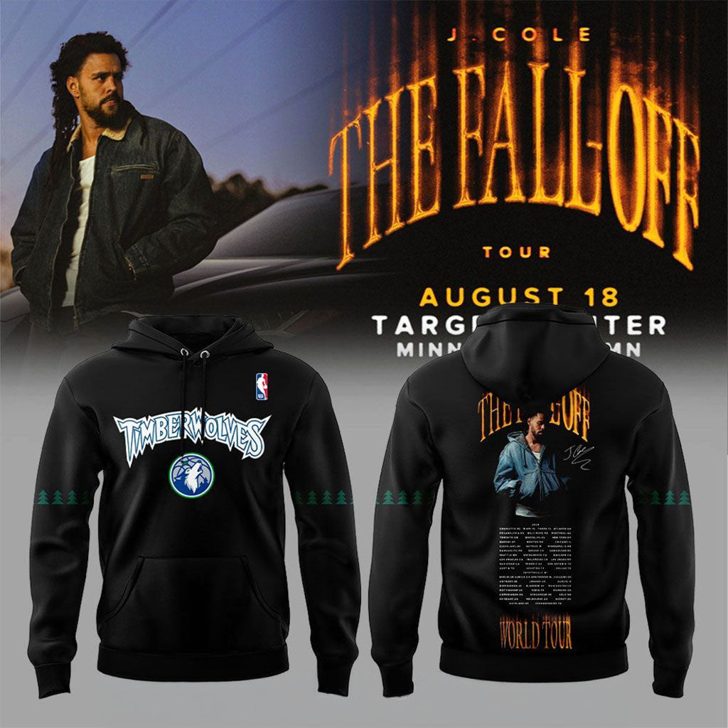 J Cole X Minnesota Timberwolves The Fall-Off Tour 2026 In Target Center Hoodie J Cole Merch - Merchluma