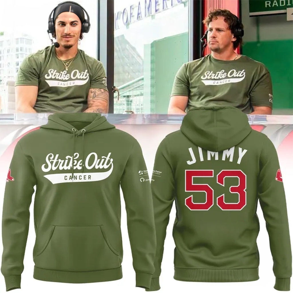 Boston Red Sox Strike Out Cancer 2026 Hoodie #53 Jimmy Hoodie Red Sox Merch Gifts For Fans - Merchluma