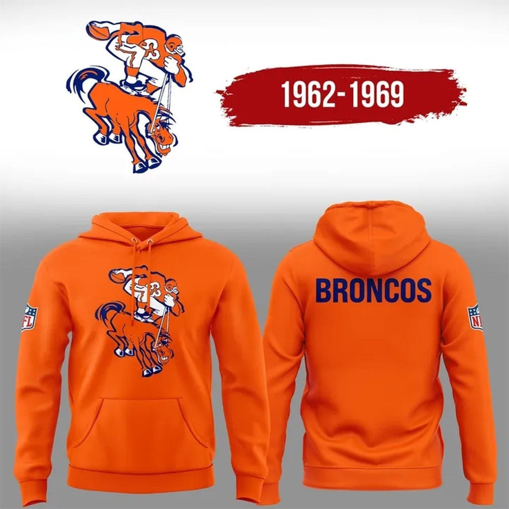 Denver Broncos Throwback 1962 Hoodie Denver Broncos Merch Gift Ideas For Football Fans - Merchluma