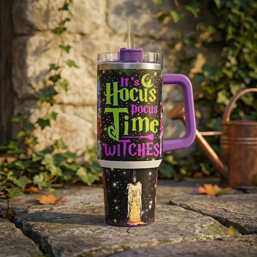 Hocus Pocus It's Time Witches 40oz Stanley Tumbler Hocus Pocus Merch Best Halloween Gifts - Merchluma