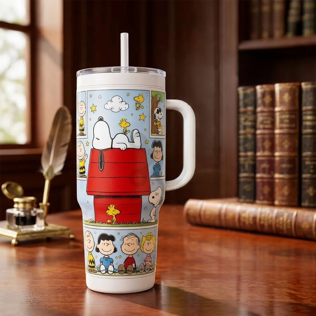 Peanuts Snoopy And Friends 40oz Stanley Tumbler Cute Characters Travel Cup Peanuts Merch Gifts - Merchluma