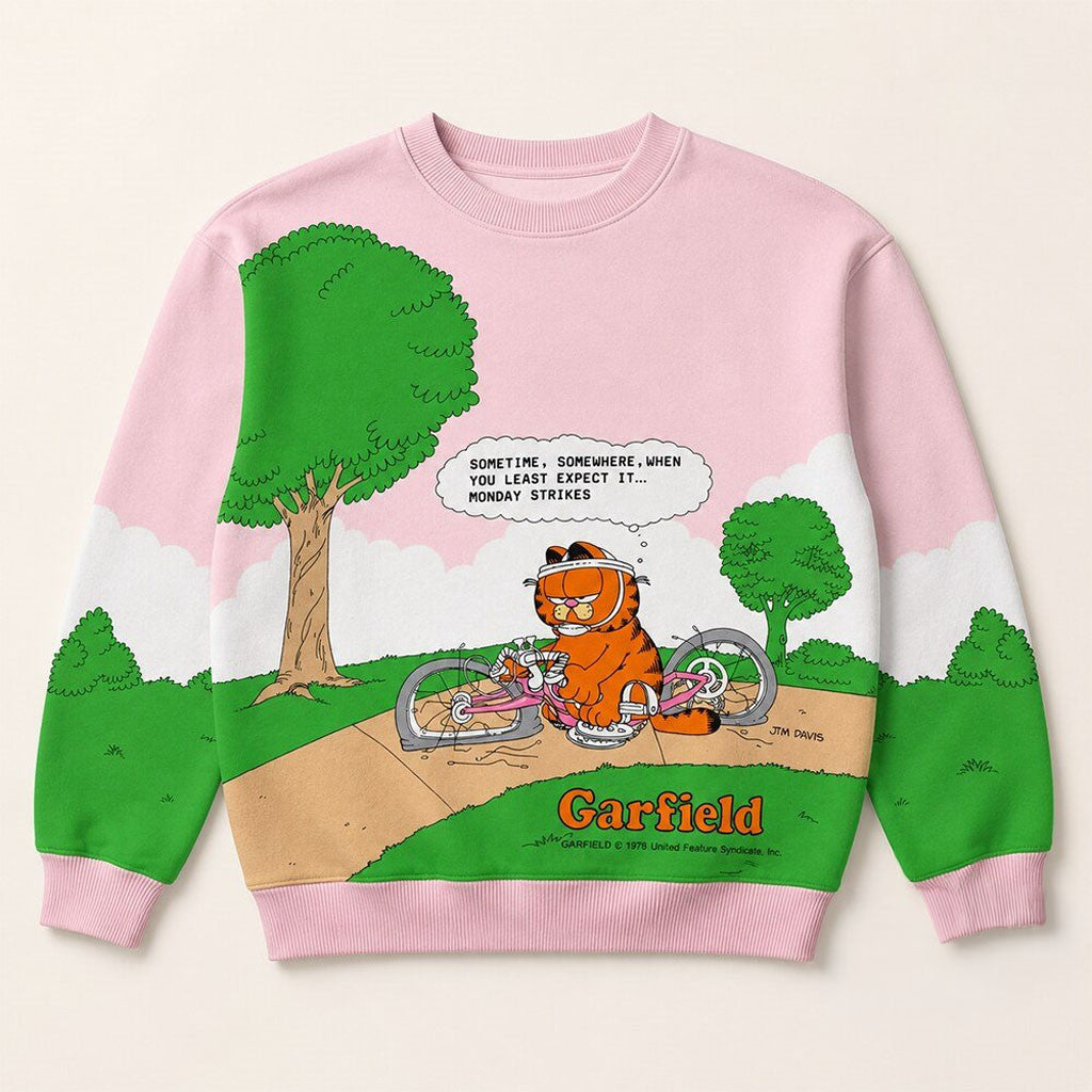 Garfield Monday Strikes Sweatshirt Funny Humorous Monday Sweatshirt Gag Gift For Her - Merchluma