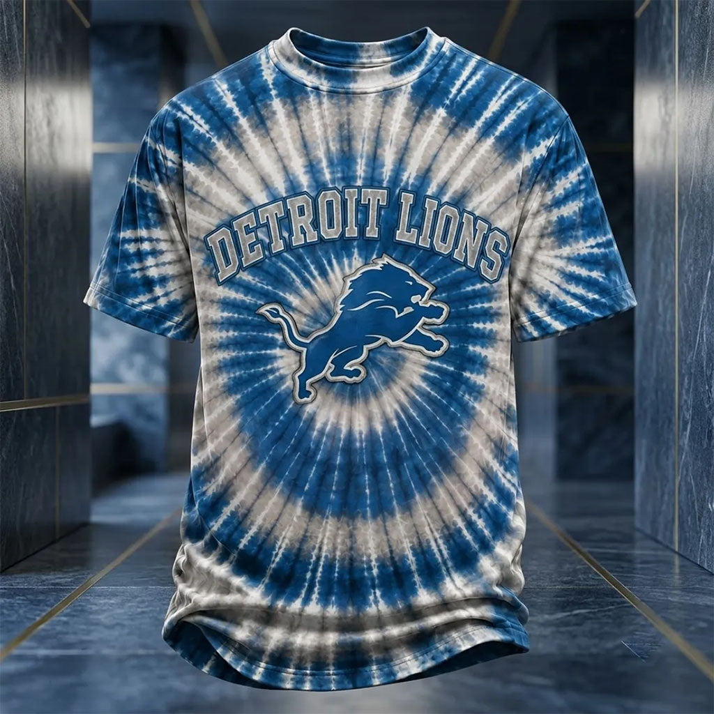 Detroit Lions Mascot Blue Tie Dye Shirt Detroit Lions Merch Gift For Football Lovers - Merchluma