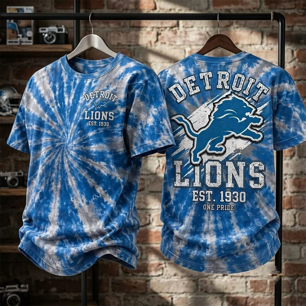 Detroit Lions One Pride Tie Dye T-Shirt Game Day Shirt Detroit Lions Merch Football Fan Gear - Merchluma
