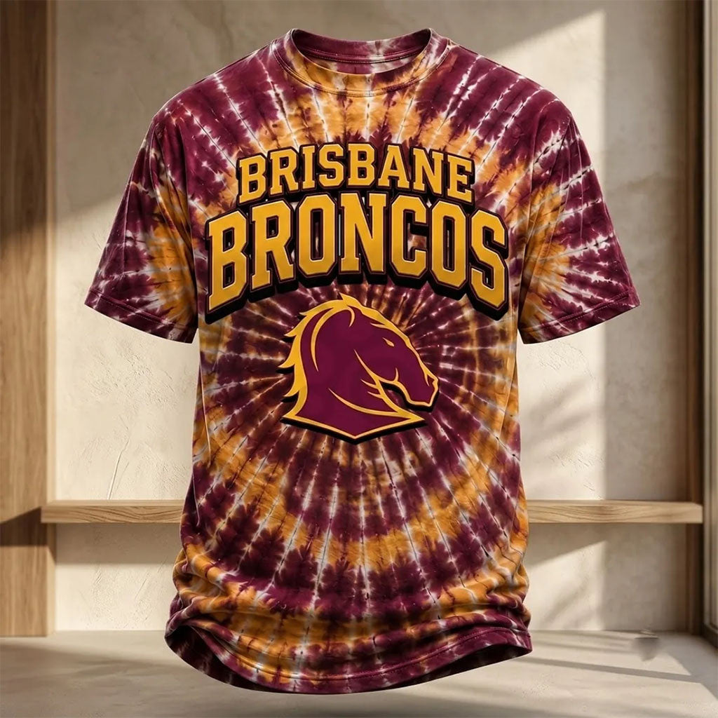 Brisbane Broncos NRL Mascot Tie Dye Shirt Brisbane Broncos Merch Gifts For Game Day - Merchluma