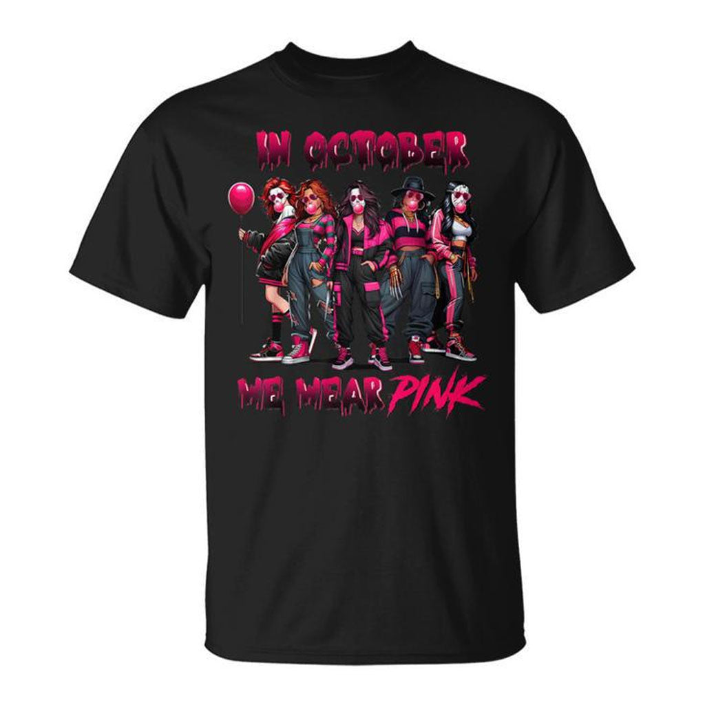Halloween In October We Wear Pink Graphic T-Shirt Gift Idea For Sisters - Merchluma