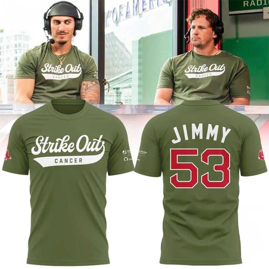 Boston Red Sox Strike Out Cancer 2026 T-Shirt #53 Jimmy Shirt Red Sox Merch Gifts For Fans - Merchluma