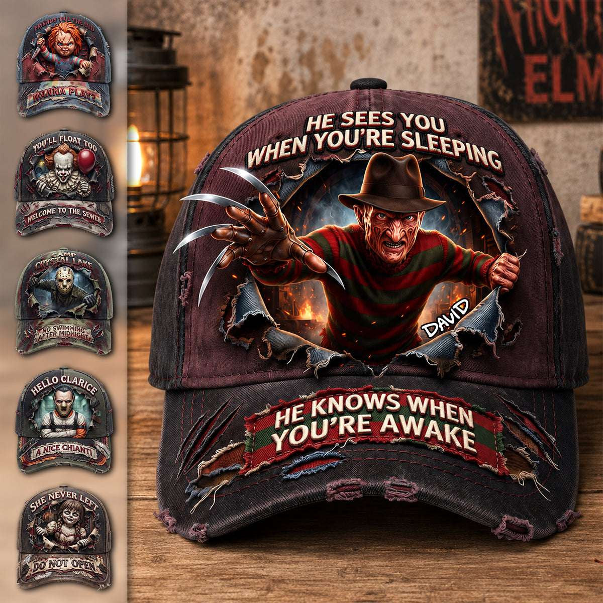 Personalized Dark Halloween Hat Horror Character Cap Halloween Gifts For Horror Lovers - Merchluma