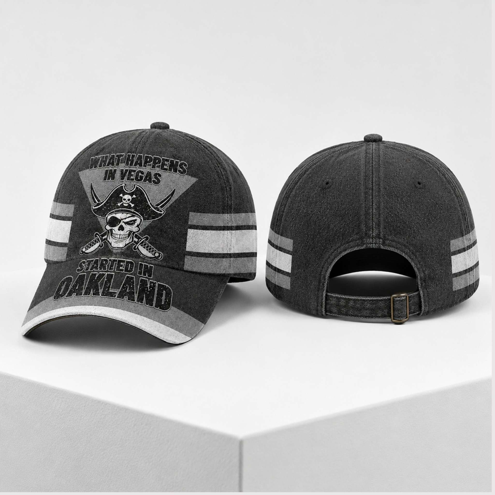 Raiders 2026 What Happens In Vegas Started In Oakland Hat LV Raiders Merch Gifts For Fans - Merchluma