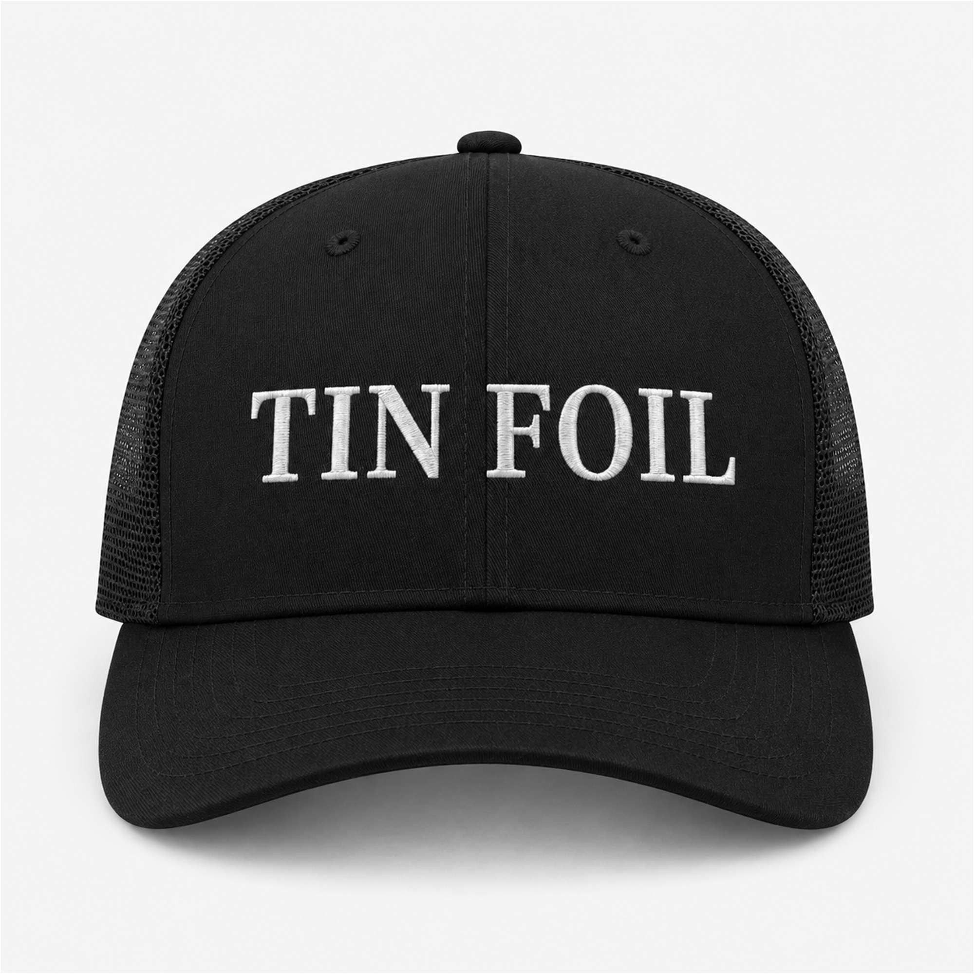 Tin Foil Trucker Hat Embroidered Funny Meme Cap Black Sarcastic Humor Gifts Ideas - Merchluma